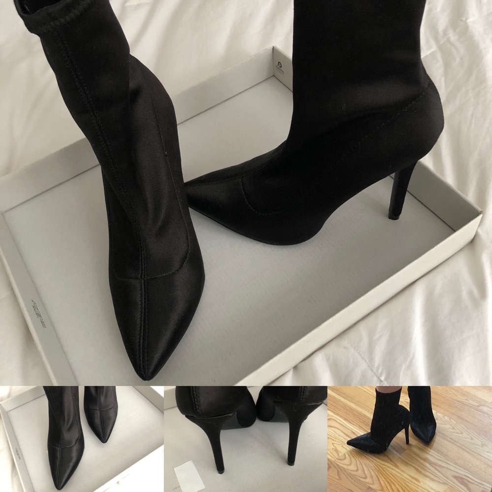Black satin booties - Sz 6